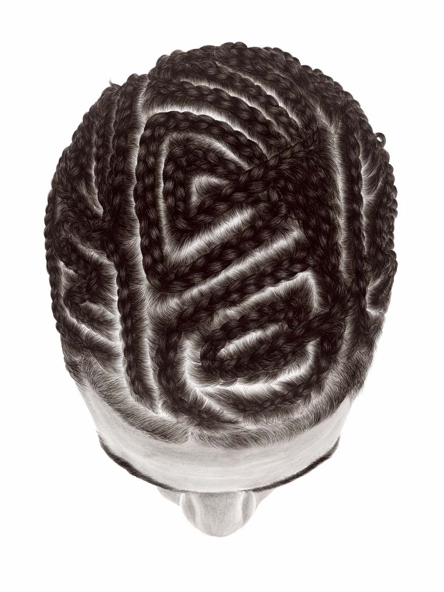 View of the top a head with braided hair