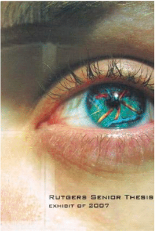 Photo of colorful blue eye with striations of yellow and red